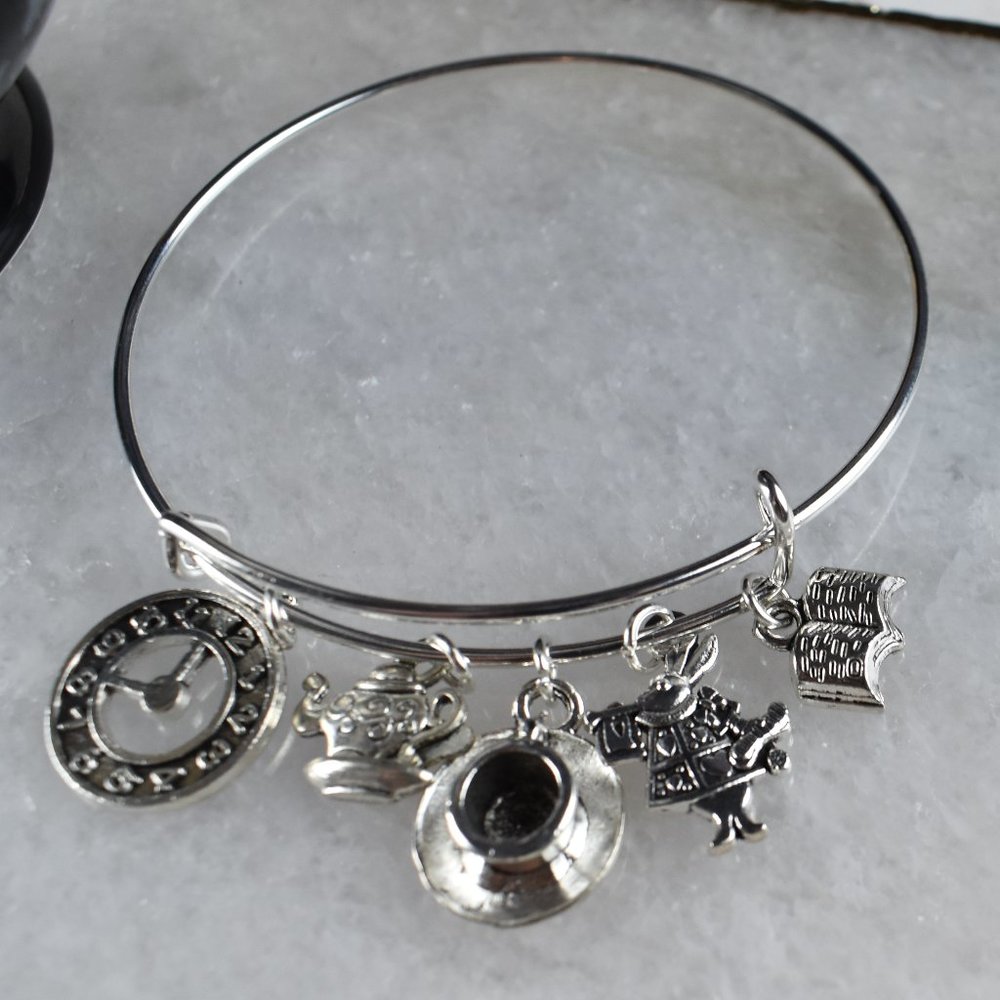 Alice in Wonderland Bangle Charm Bracelet